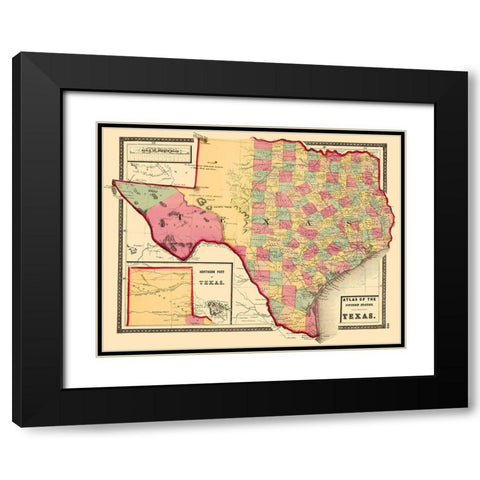 Texas - Stedman 1873 Black Modern Wood Framed Art Print with Double Matting by Stedman