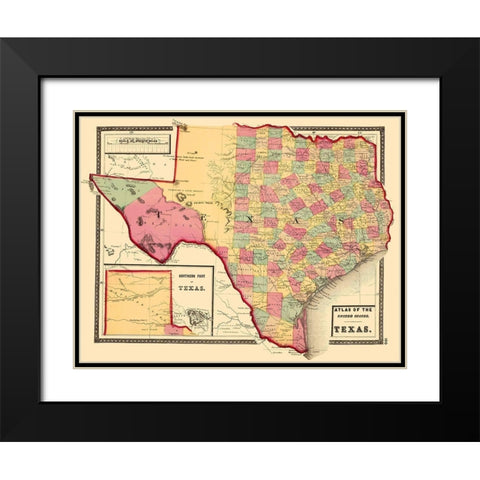 Texas - Stedman 1873 Black Modern Wood Framed Art Print with Double Matting by Stedman