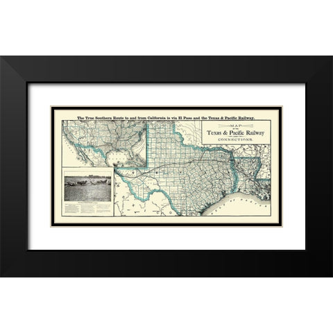 Texas and Pacific Railway with Connections 1903 Black Modern Wood Framed Art Print with Double Matting by Woodward