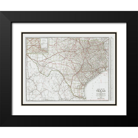 Texas and Northern Mexico - Clason 1931 Black Modern Wood Framed Art Print with Double Matting by Clason