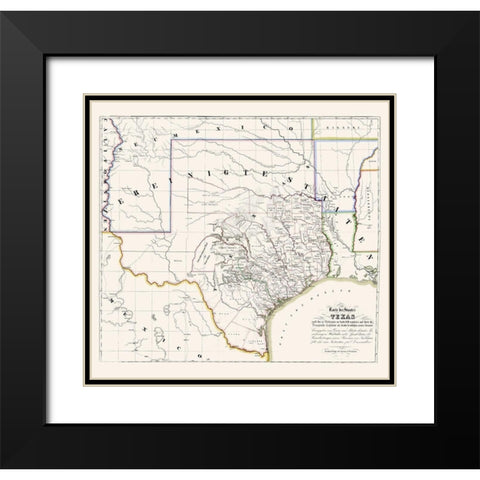 Texas - Association for German Immigrants 1851 Black Modern Wood Framed Art Print with Double Matting by Association for German Immigrants