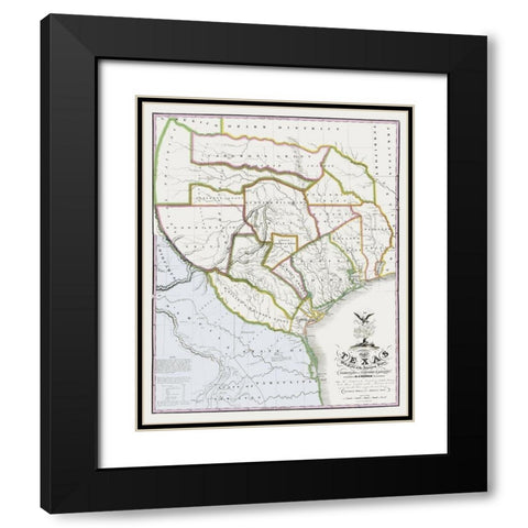 Texas Landowner Plat - Tanner 1836 Black Modern Wood Framed Art Print with Double Matting by Tanner