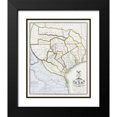 Texas Landowner Plat - Tanner 1836 Black Modern Wood Framed Art Print with Double Matting by Tanner