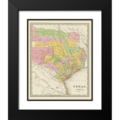 Texas Eastern Landowner Grants - Bradford 1838 Black Modern Wood Framed Art Print with Double Matting by Bradford