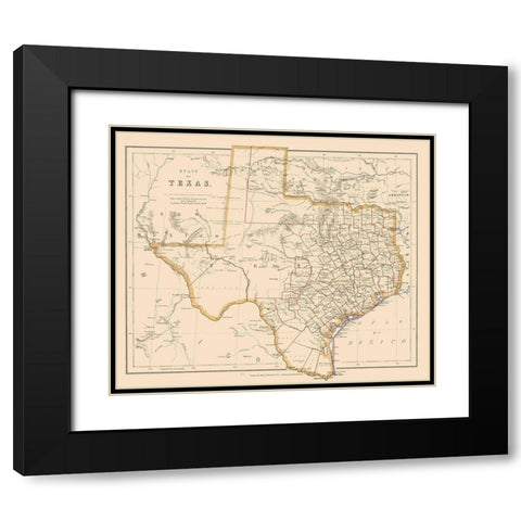 Texas - Stanford 1857 Black Modern Wood Framed Art Print with Double Matting by Stanford