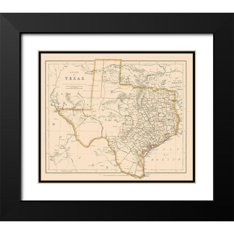 Texas - Stanford 1857 Black Modern Wood Framed Art Print with Double Matting by Stanford