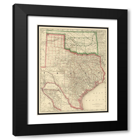 Texas and Indian Territory - Rand McNally 1879 Black Modern Wood Framed Art Print with Double Matting by Rand McNally