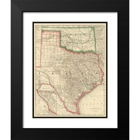 Texas and Indian Territory - Rand McNally 1879 Black Modern Wood Framed Art Print with Double Matting by Rand McNally