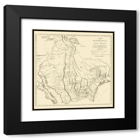 New Spain Located In Modern Day Texas - Pike 1807 Black Modern Wood Framed Art Print with Double Matting by Pike