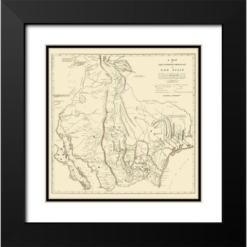 New Spain Located In Modern Day Texas - Pike 1807 Black Modern Wood Framed Art Print with Double Matting by Pike