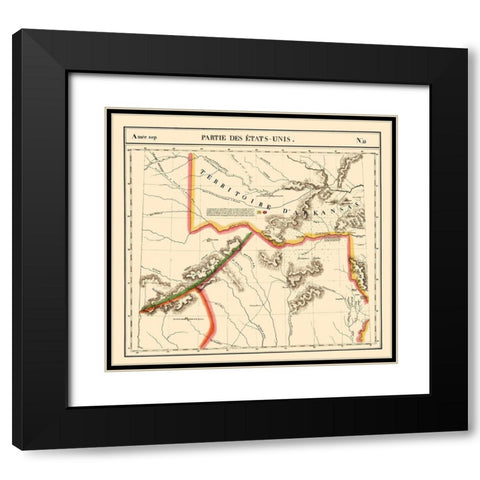 Texas, Arkansas Territory - Vandermaelen 1827 Black Modern Wood Framed Art Print with Double Matting by Vandermaelen