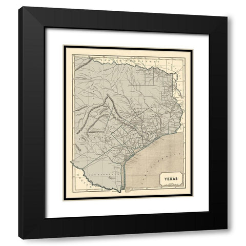 Texas - Morse and Breese 1845 Black Modern Wood Framed Art Print with Double Matting by Morse