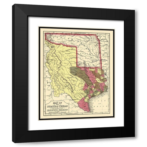 Texas - Cowperthwait and Mitchell 1846 Black Modern Wood Framed Art Print with Double Matting by Cowperthwait