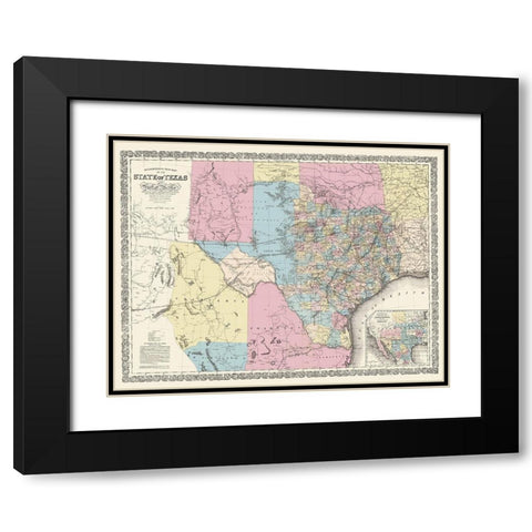 Texas and Part of Mexico - Desilver 1861 Black Modern Wood Framed Art Print with Double Matting by Desilver