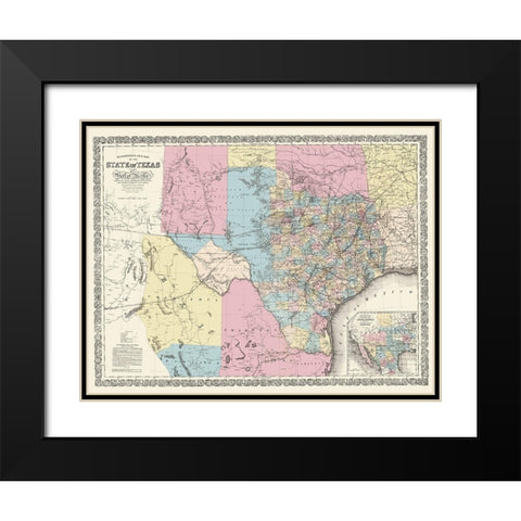 Texas and Part of Mexico - Desilver 1861 Black Modern Wood Framed Art Print with Double Matting by Desilver