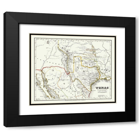 Texas and Surrounding Territories - Radefeld 1846 Black Modern Wood Framed Art Print with Double Matting by Radefeld