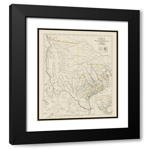 Texas and Surrounding Territories - Arrowsmith Black Modern Wood Framed Art Print with Double Matting by Arrowsmith