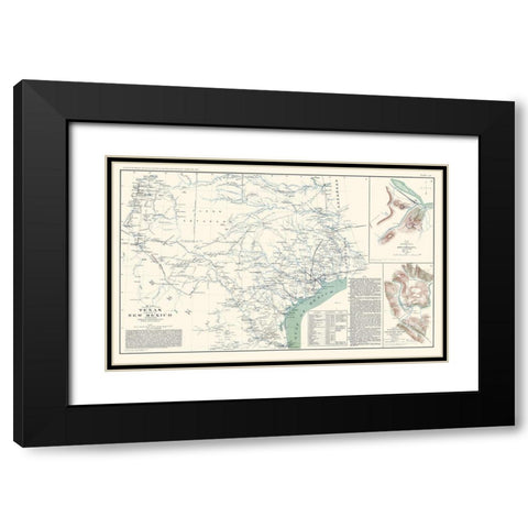 Texas, New Mexico - US War Dept 1857 Black Modern Wood Framed Art Print with Double Matting by US War Dept