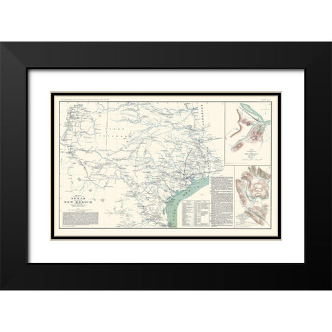 Texas, New Mexico - US War Dept 1857 Black Modern Wood Framed Art Print with Double Matting by US War Dept