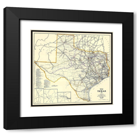 Texas Railroads - Dodge 1926 Black Modern Wood Framed Art Print with Double Matting by Dodge
