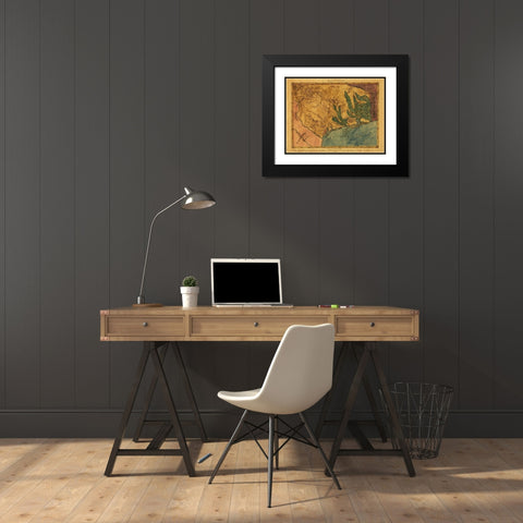 Texas Southeast - Austin 1822 Black Modern Wood Framed Art Print with Double Matting by Austin
