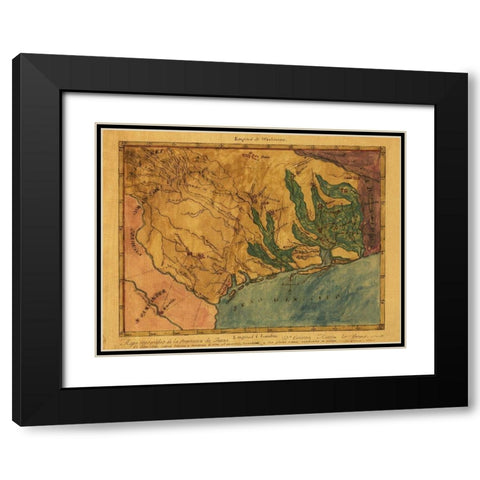 Texas Southeast - Austin 1822 Black Modern Wood Framed Art Print with Double Matting by Austin