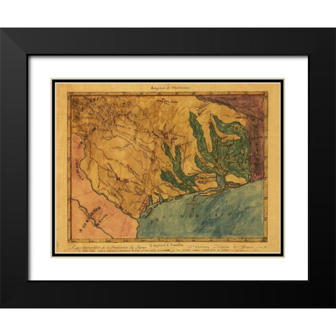 Texas Southeast - Austin 1822 Black Modern Wood Framed Art Print with Double Matting by Austin