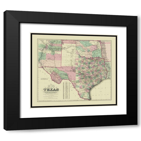 Texas - Colton 1872 Black Modern Wood Framed Art Print with Double Matting by Colton