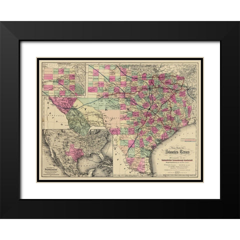 Texas - Colton 1881 Black Modern Wood Framed Art Print with Double Matting by Colton