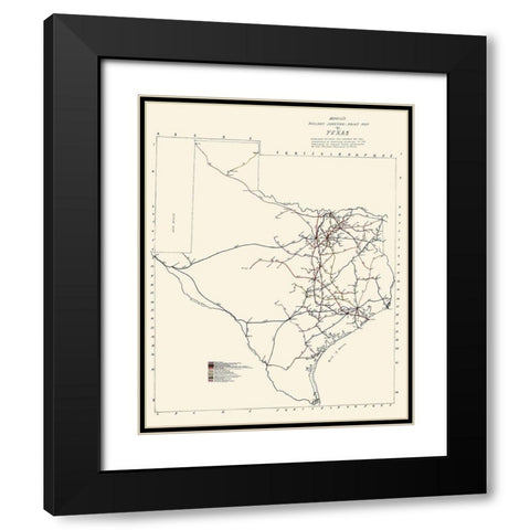 Texas Railway Junction Points - Bissell 1891 Black Modern Wood Framed Art Print with Double Matting by Bissell