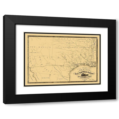 Texas and New Orleans Railroad - Gentry 1860 Black Modern Wood Framed Art Print with Double Matting by Gentry
