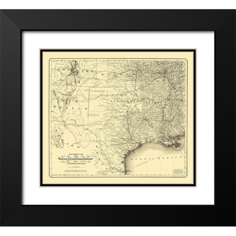 Southern Railroads - Colton 1867 Black Modern Wood Framed Art Print with Double Matting by Colton