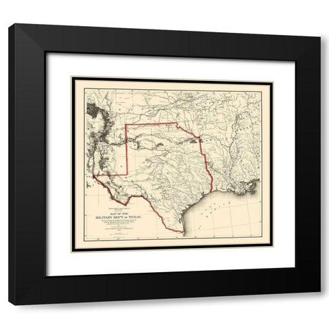 Texas Military Department - Bien 1859 Black Modern Wood Framed Art Print with Double Matting by Bien