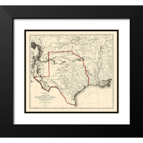 Texas Military Department - Bien 1859 Black Modern Wood Framed Art Print with Double Matting by Bien