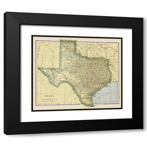 Texas - Dodd Mead 1903 Black Modern Wood Framed Art Print with Double Matting by Dodd Mead