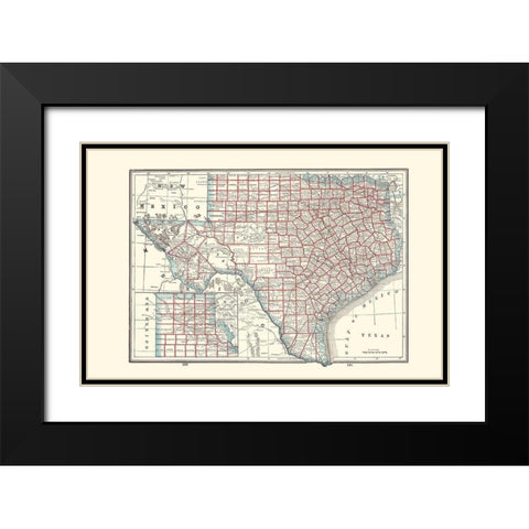 Texas - Rathbun 1893 Black Modern Wood Framed Art Print with Double Matting by Rathbun