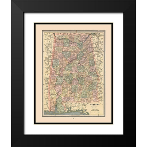 Alabama, United States - Cram 1888 Black Modern Wood Framed Art Print with Double Matting by Cram
