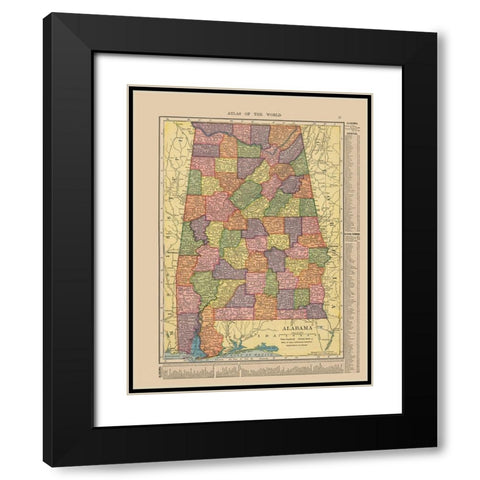 Alabama - Hammond 1910 Black Modern Wood Framed Art Print with Double Matting by Hammond