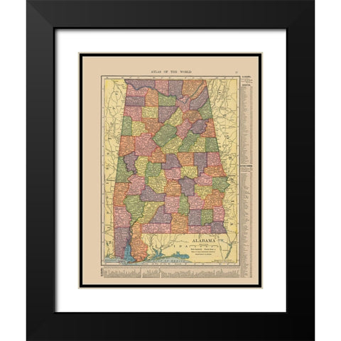 Alabama - Hammond 1910 Black Modern Wood Framed Art Print with Double Matting by Hammond