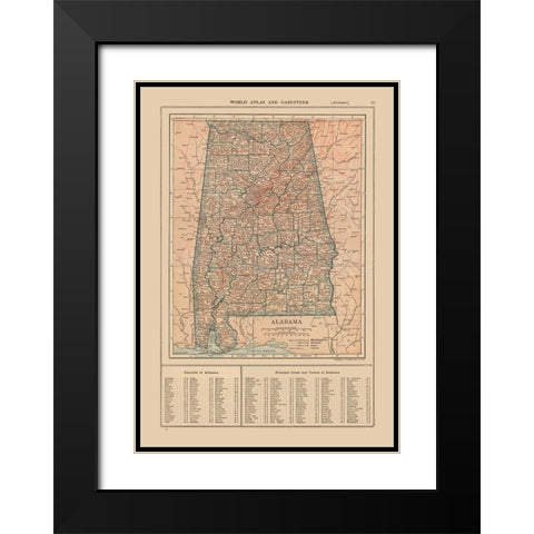 Alabama - Reynold 1921 Black Modern Wood Framed Art Print with Double Matting by Reynold