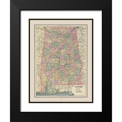 Alabama - Cram 1892 Black Modern Wood Framed Art Print with Double Matting by Cram