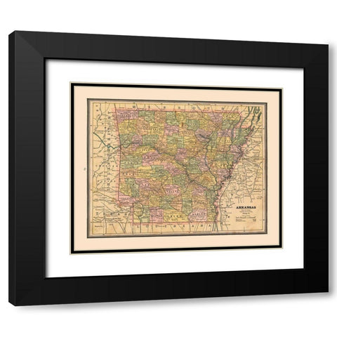 Arkansas, United States - Cram 1888 Black Modern Wood Framed Art Print with Double Matting by Cram