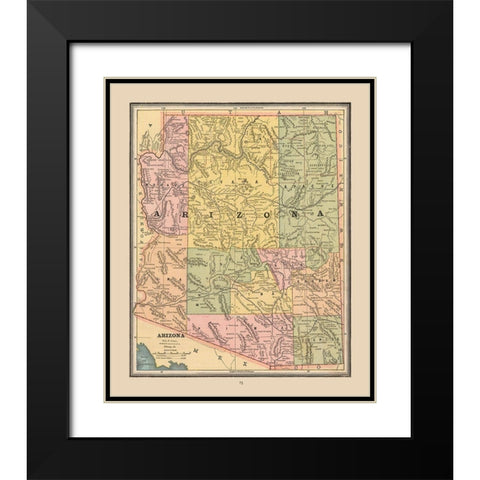 Arizona, United States - Cram 1888 Black Modern Wood Framed Art Print with Double Matting by Cram