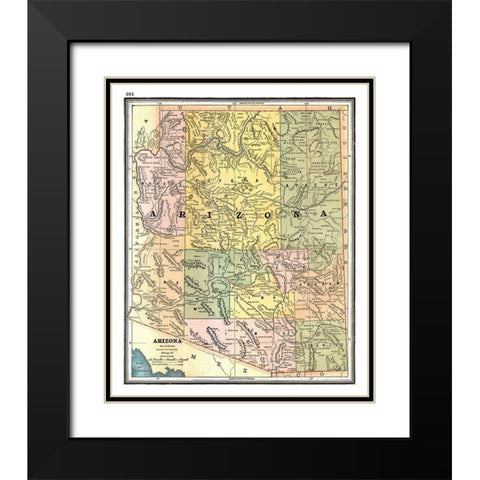 Arizona - Johnson 1888 Black Modern Wood Framed Art Print with Double Matting by Johnson