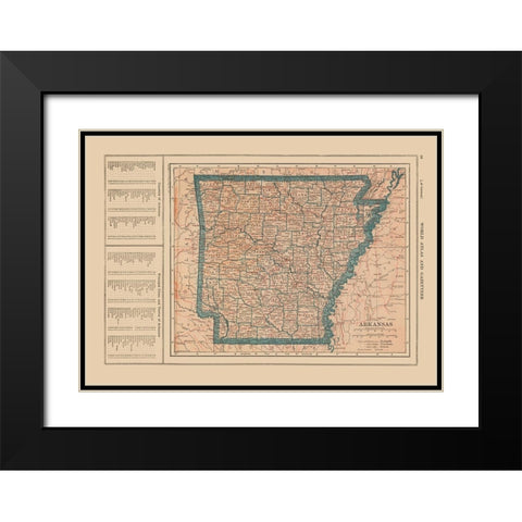 Arkansas - Reynold 1921 Black Modern Wood Framed Art Print with Double Matting by Reynold