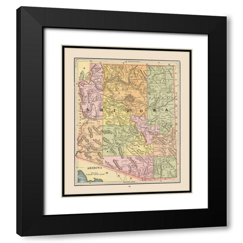 Arizona - Cram 1892 Black Modern Wood Framed Art Print with Double Matting by Cram
