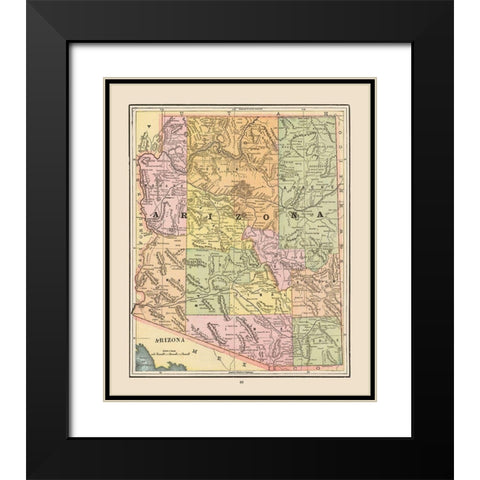Arizona - Cram 1892 Black Modern Wood Framed Art Print with Double Matting by Cram