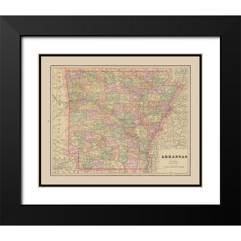 Arkansas - Cram 1892 Black Modern Wood Framed Art Print with Double Matting by Cram
