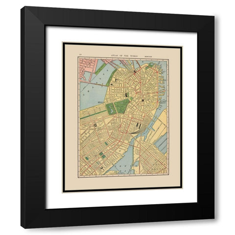 Boston  Massachusetts - Hammond 1910 Black Modern Wood Framed Art Print with Double Matting by Hammond