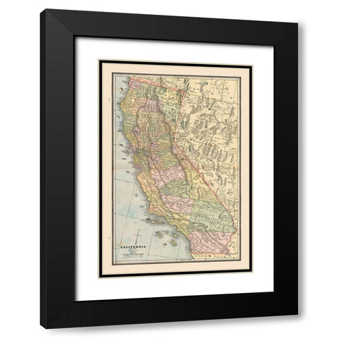 California, United States - Cram 1888 Black Modern Wood Framed Art Print with Double Matting by Cram